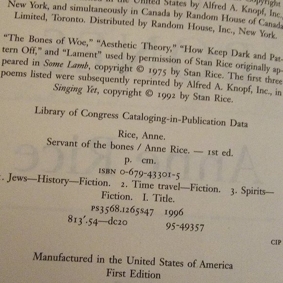 Servant of the Bones by Anne Rice ~ SHIPS FROM THE USA, NOT A DROP-SHIP SELLER - Picture 3 of 4